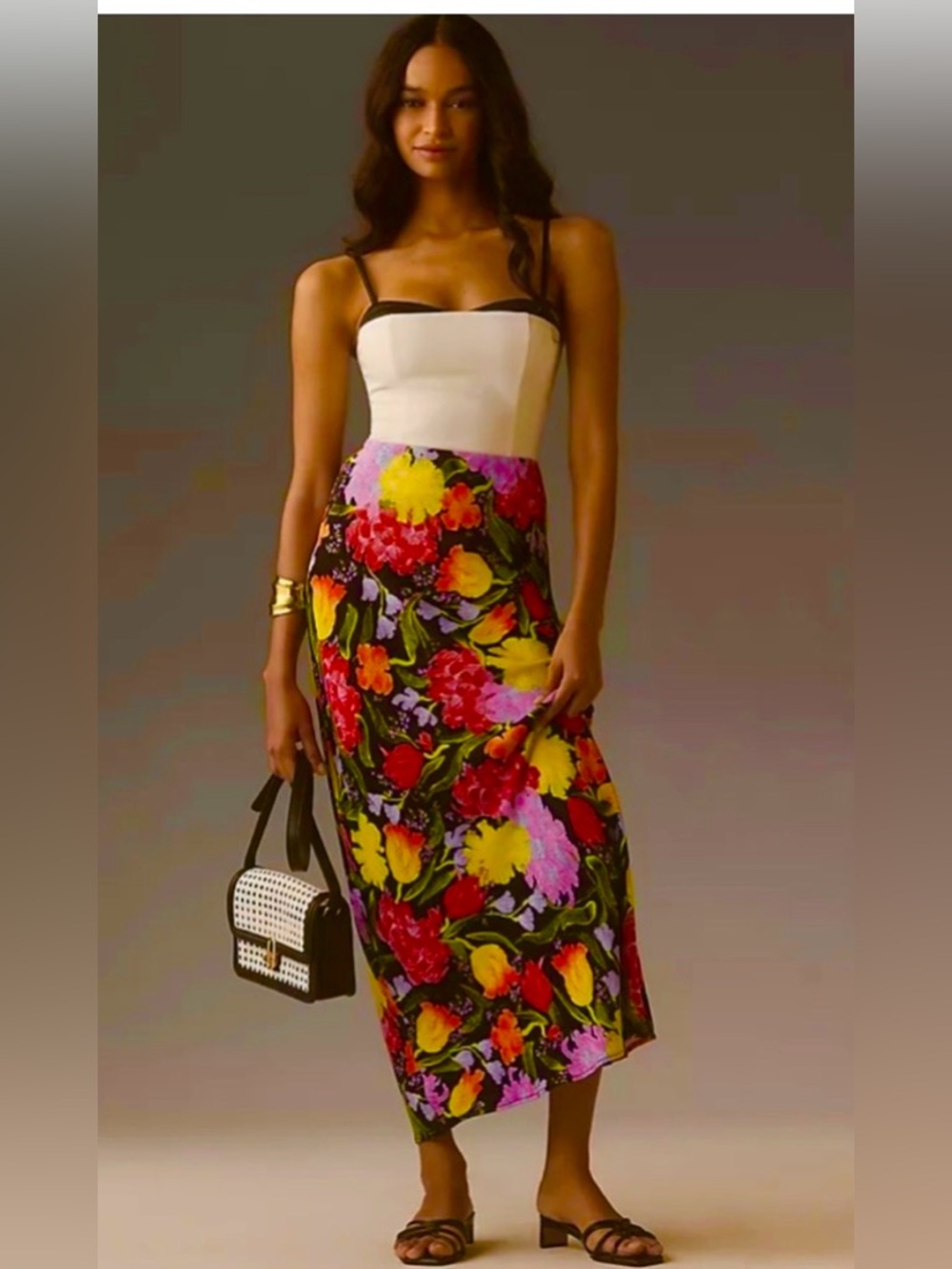 Anthropologie Tilda Floral Maxi Slip Skirt